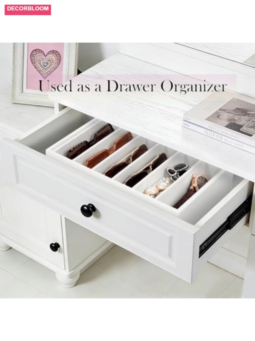 Velvet Sunglass Organizer Tray Stackable Glasses Case 6 Compartments Drawer - Picture 4 of 6
